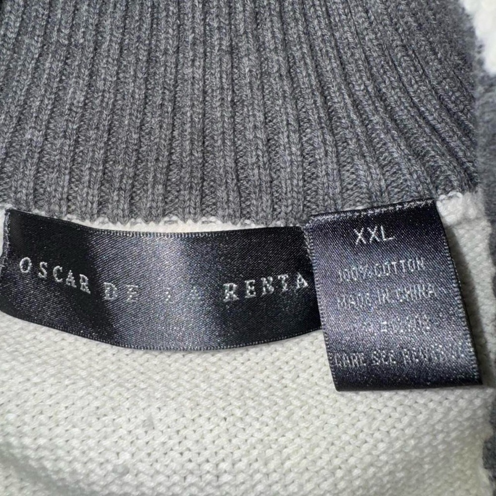 Oscar de la Renta Argyle Quarter-Zip Knit Sweater – XXL - Picture 2 of 4